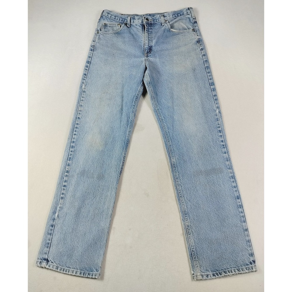Vintage Carhartt Jeans Mens 36 Light Blue Regular Straight Workwear Distressed
